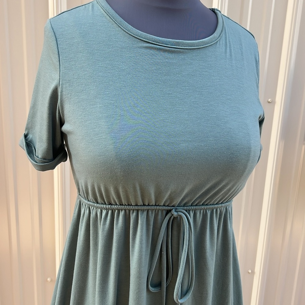 Pinkblush Maternity Teal Short Sleeve Midi Dress Size Small - Picture 2 of 5